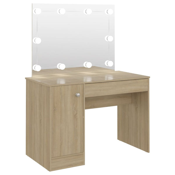 Schminktisch Eiche mit LED-Beleuchtung Simek 110x55x145cm (MDF)