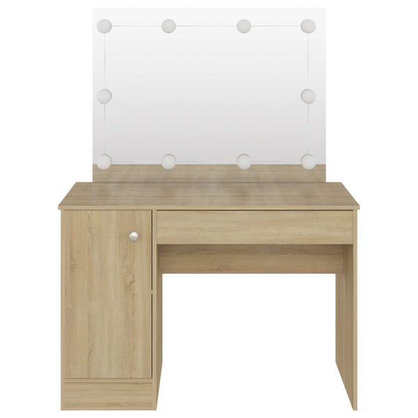 Schminktisch Eiche mit LED-Beleuchtung Simek 110x55x145cm (MDF)