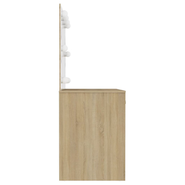Schminktisch Eiche mit LED-Beleuchtung Simek 110x55x145cm (MDF)