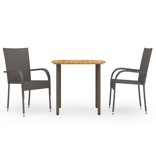 Braune Garten-Essgruppe Ribiana (3-teilig, Polyrattan)