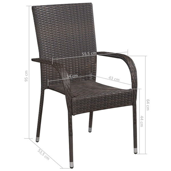 Braune Garten-Essgruppe Ribiana (3-teilig, Polyrattan)