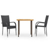 Schwarze Garten-Essgruppe Ribiana (3-teilig, Polyrattan)