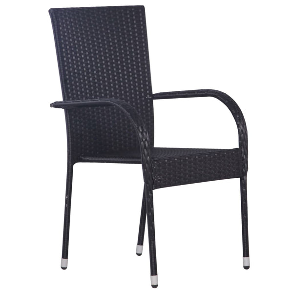 Schwarze Garten-Essgruppe Ribiana (3-teilig, Polyrattan)