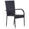 Schwarze Garten-Essgruppe Ribiana (3-teilig, Polyrattan)