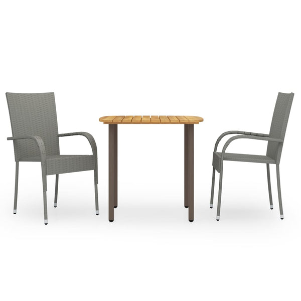 Graue Garten-Essgruppe Ribiana (3-teiliges Polyrattan)