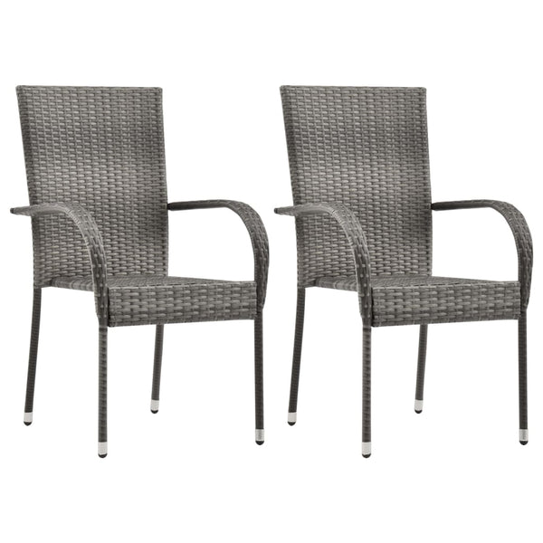 Graue Garten-Essgruppe Ribiana (3-teiliges Polyrattan)