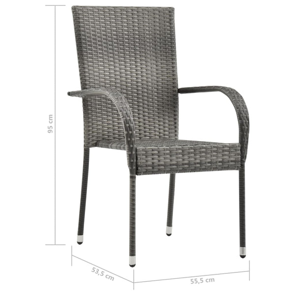 Graue Garten-Essgruppe Ribiana (3-teiliges Polyrattan)