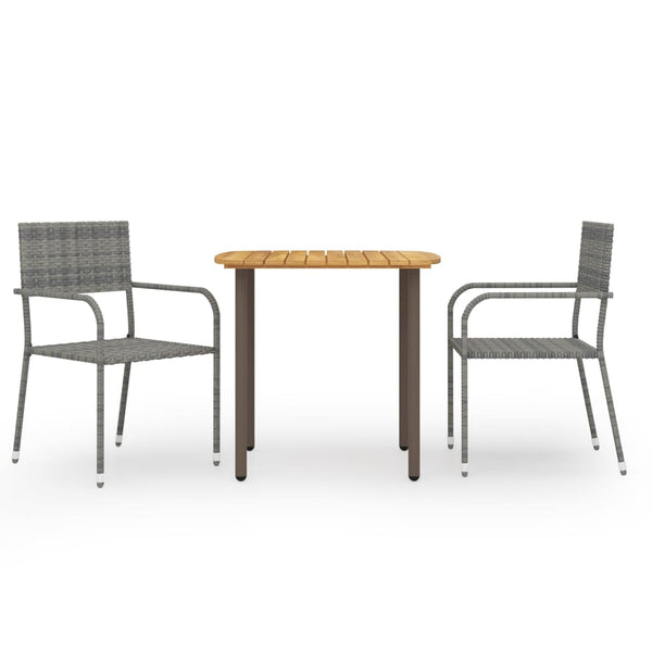 Graue Gartensitzgruppe Ascaniu 3-teilig (Polyrattan)