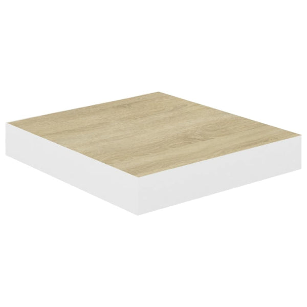 Eiche und weiße schwebende Wandregale Chan 23x23,5x3,8cm (2er-Set MDF)