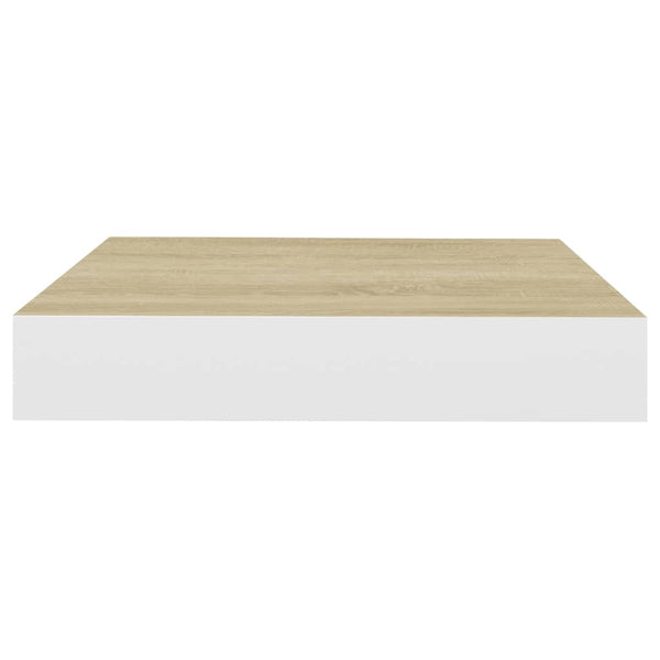 Eiche und weiße schwebende Wandregale Chan 23x23,5x3,8cm (2er-Set MDF)