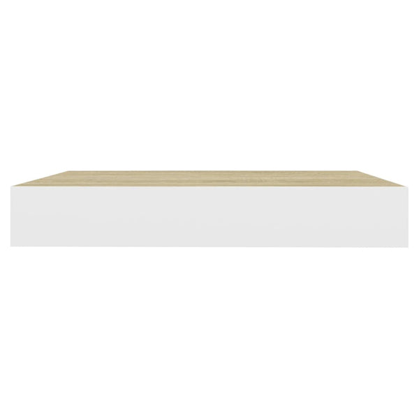 Eiche und weiße schwebende Wandregale Chan 23x23,5x3,8cm (2er-Set MDF)