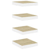 Eiche und weiße schwebende Wandregale Chan 23x23,5x3,8cm (4 Stück MDF)