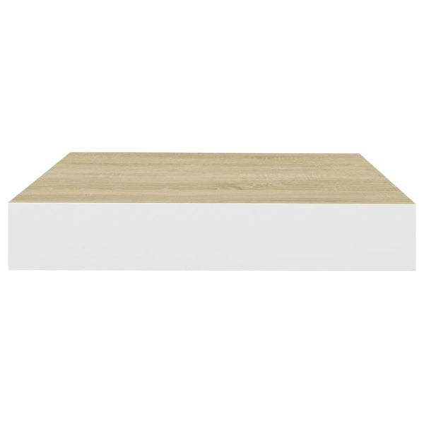 Eiche und weiße schwebende Wandregale Chan 23x23,5x3,8cm (4 Stück MDF)