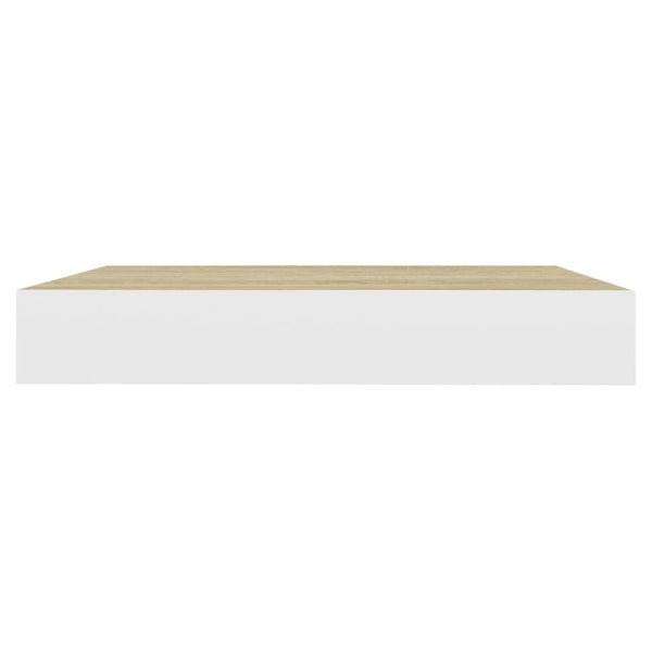 Eiche und weiße schwebende Wandregale Chan 23x23,5x3,8cm (4 Stück MDF)