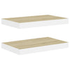 Wandregale Eiche und Weiß, schwebend Chan 40x23x3,8cm (2 Stück MDF)