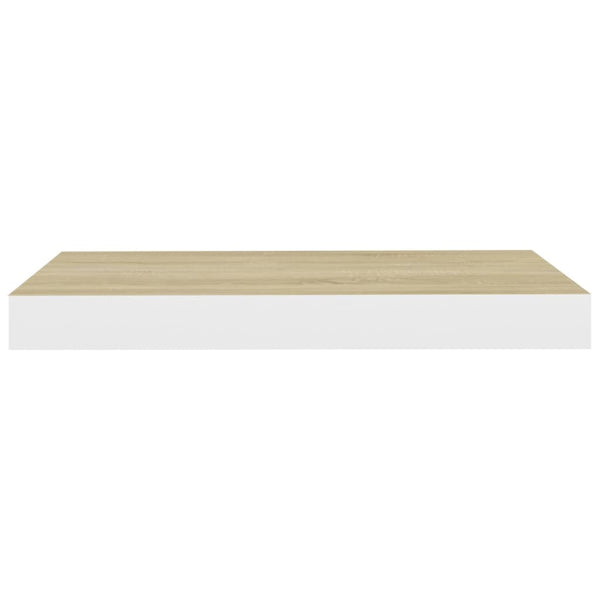 Wandregale Eiche und Weiß, schwebend Chan 40x23x3,8cm (2 Stück MDF)