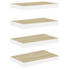 Eiche und weiße schwebende Wandregale Chan 40x23x3,8cm (4 Stück MDF)