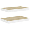 Eiche und weiße schwebende Wandregale Chan 50x23x3,8cm (2 Stk. MDF)
