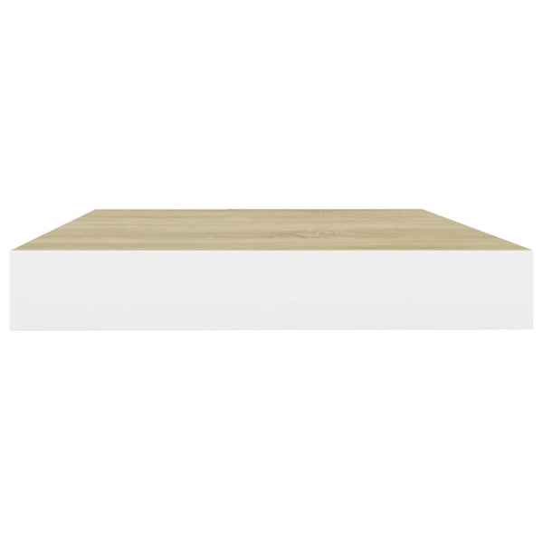 Eiche und weiße schwebende Wandregale Chan 50x23x3,8cm (2 Stk. MDF)