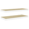 Eichenholz und weiße schwebende Wandregale Chan 60x23,5x3,8cm (2 St. MDF)