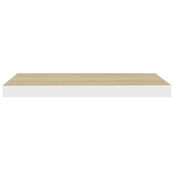 Eichenholz und weiße schwebende Wandregale Chan 60x23,5x3,8cm (2 St. MDF)