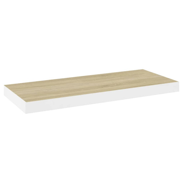 Regale Eiche und weiße schwebende Wandregale Chan 60x23,5x3,8 (4 Stück MDF)