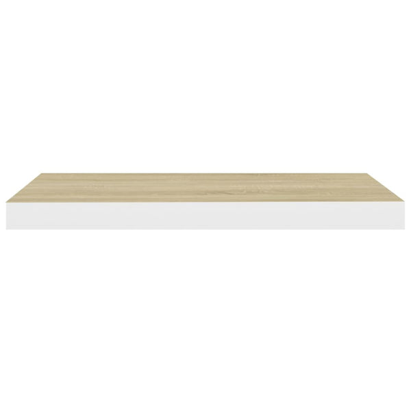 Regale Eiche und weiße schwebende Wandregale Chan 60x23,5x3,8 (4 Stück MDF)