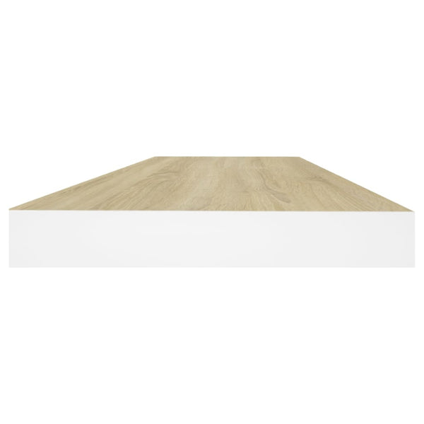 Regale Eiche und weiße schwebende Wandregale Chan 60x23,5x3,8 (4 Stück MDF)