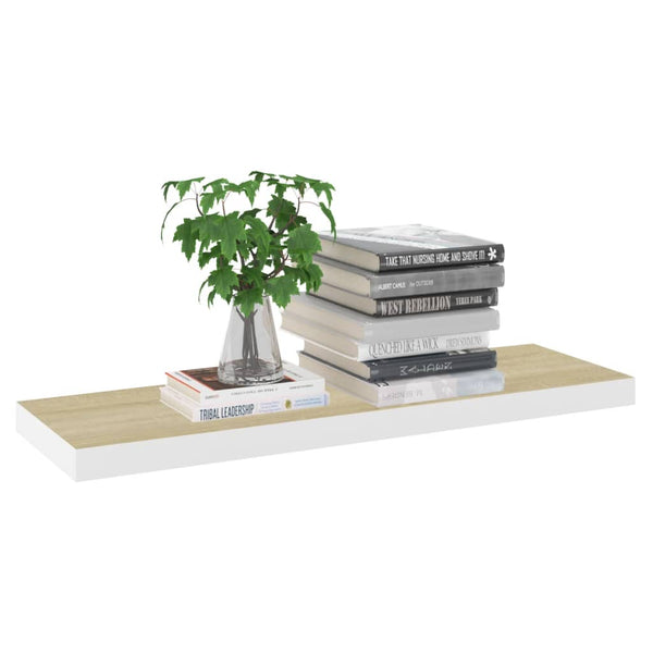 Regal Chan, schwebend, Eiche, weiß, 80x23,5x3,8cm (MDF)