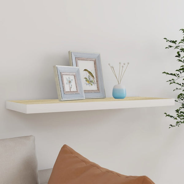Regal Chan, schwebend, Eiche, weiß, 80x23,5x3,8cm (MDF)