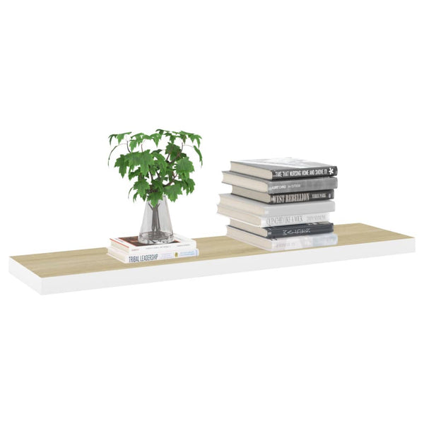 Eiche und weiße schwebende Wandregale Chan 90x23,5x3,8 (4 Stück MDF)