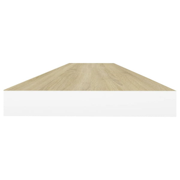 Eiche und weiße schwebende Wandregale Chan 90x23,5x3,8 (4 Stück MDF)