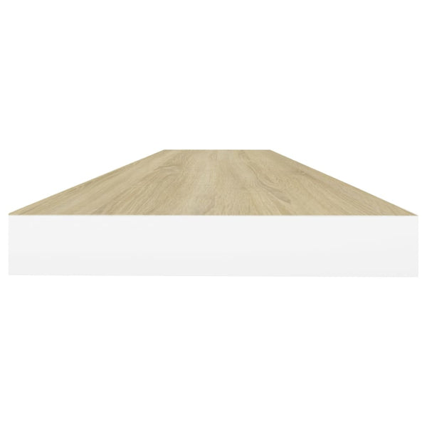 Eiche und weiße schwebende Wandregale Chan 120x23,5x3,8cm (2 Stück MDF)