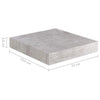 Betongraues schwebendes Wandregal Chan 23x23,5x3,8cm (MDF)