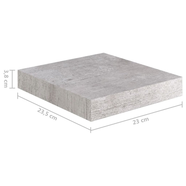 Betongraues schwebendes Wandregal Chan 23x23,5x3,8cm (MDF)