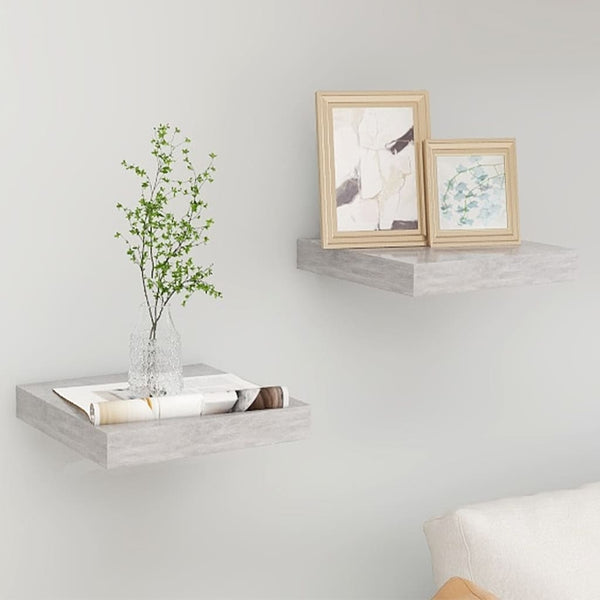 Betongraue schwebende Wandregale Chan 23x23,5x3,8cm (2 Stk. MDF)