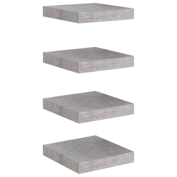 Betongraue schwebende Wandregale Chan 23x23,5x3,8 cm (4 Stück MDF)