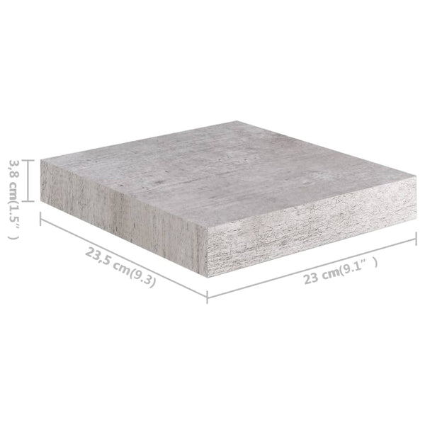 Betongraue schwebende Wandregale Chan 23x23,5x3,8 cm (4 Stück MDF)