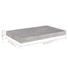 Betongraues schwebendes Wandregal Chan 50x23x3,8cm (MDF)