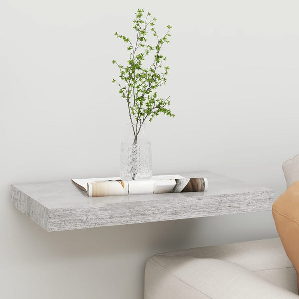 Betongraues schwebendes Wandregal Chan 50x23x3,8cm (MDF)