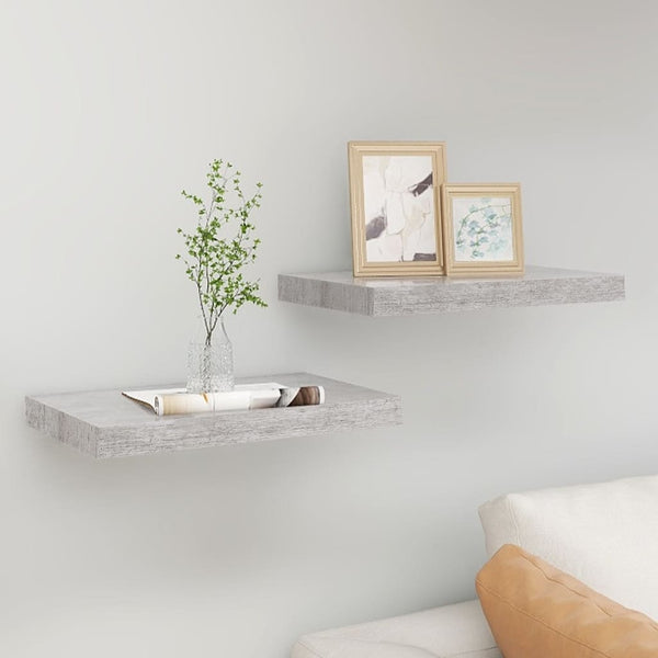 Betongraue schwebende Wandregale Chan 50x23x3,8cm (2 Stück MDF)