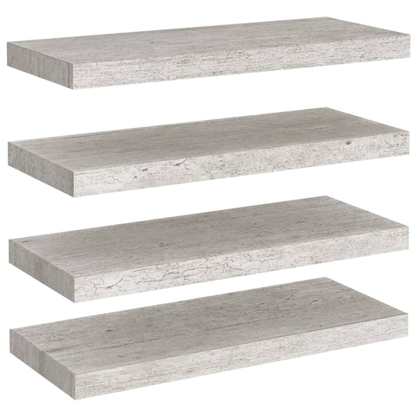 Betongraue schwebende Wandregale Chan 60x23,5x3,8cm (4 Stück MDF)