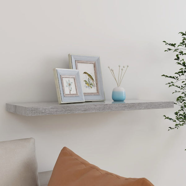 Betongraues schwebendes Wandregal Chan 80x23,5x3,8cm (MDF)