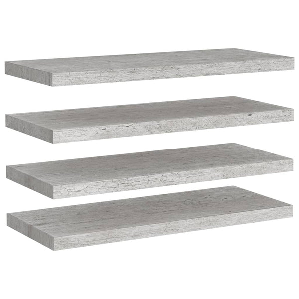 Betongraue schwebende Wandregale Chan 80x23,5x3,8cm (4 Stück MDF)