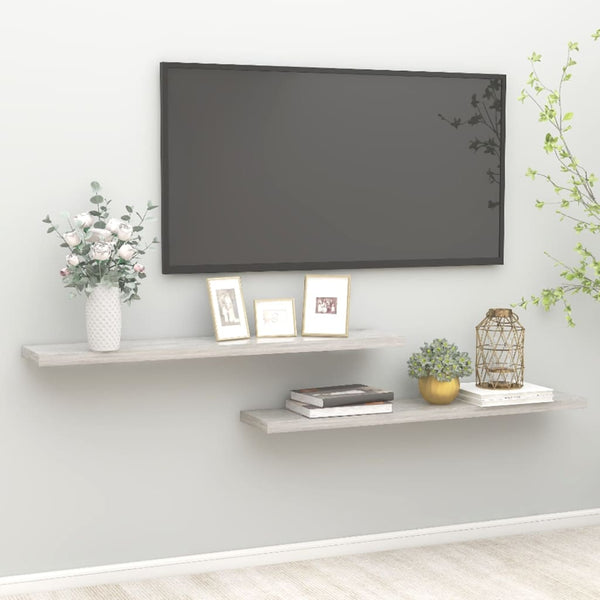 Betongraue schwebende Wandregale Chan 120x23,5x3,8cm (2 St. MDF)