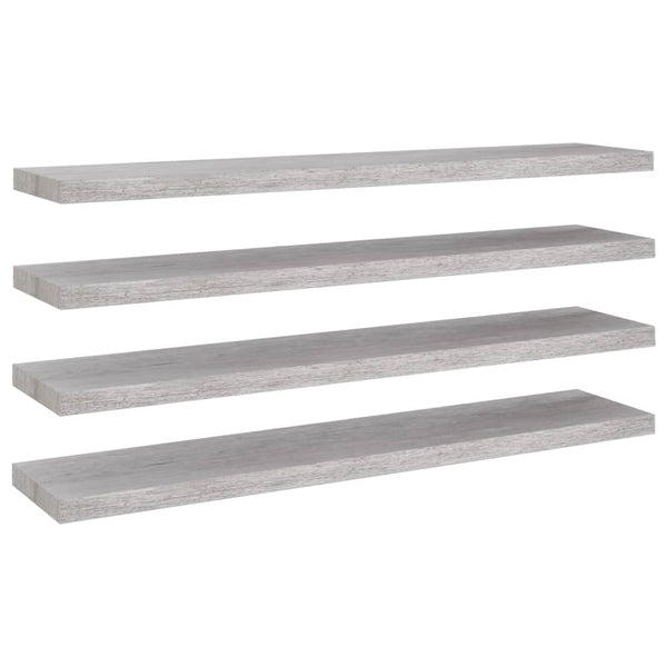 Betongraue schwebende Wandregale Chan 120x23,5x3,8cm (4 Stück MDF)