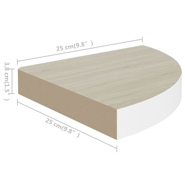 Eiche und weißes Eckregal Gopsa 25x25x3,8cm (2er-Set MDF)