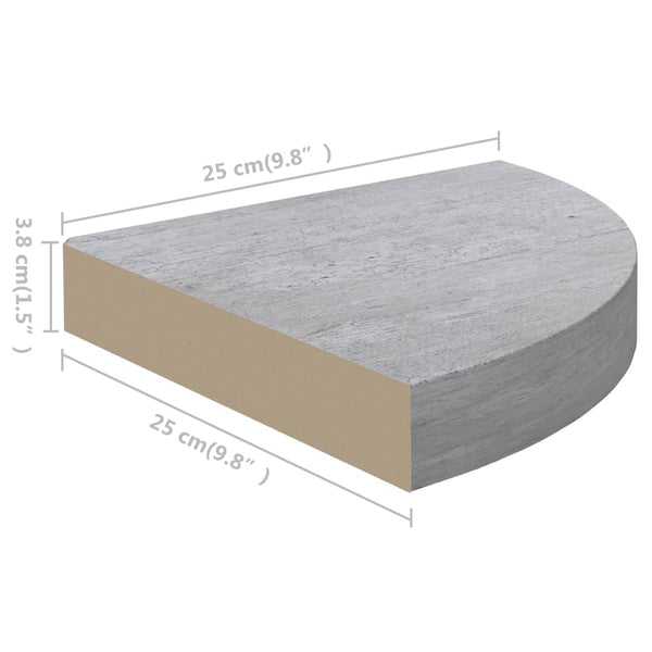 Betongraues Wand-Eckregal Gopsa 25x25x3,8cm (MDF)
