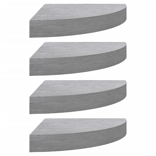Betongraue Wand-Eckregale Gopsa 25x25x3,8 cm (4 Stück MDF)