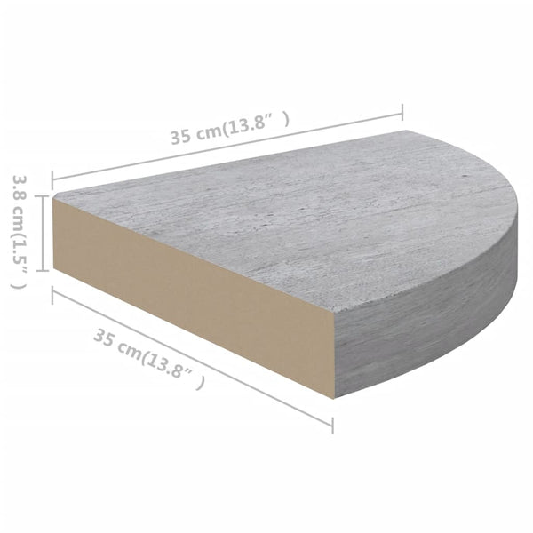 Betongraue Wand-Eckregale Gopsa 35x35x3,8cm (2 Stück MDF)